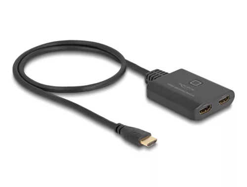 Delock HDMI kapcsoló 2 x HDMI bemenet - 1 x HDMI kimenet 8K 60 Hz, integrált kábellel 50 cm (DL-18645)