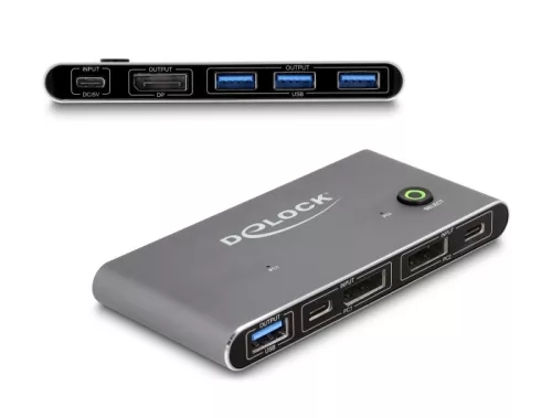 Delock DisplayPort KVM 8K 30 Hz kapcsoló USB 5 Gbps (DL-18646)