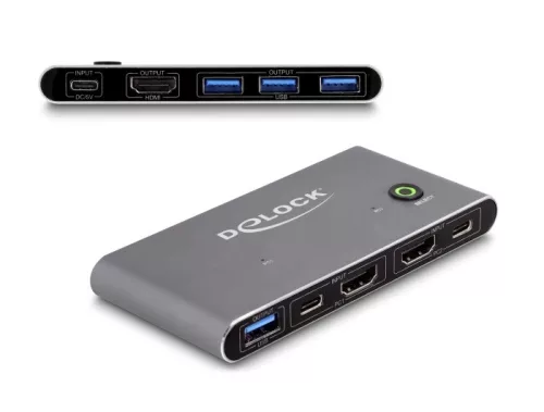 Delock HDMI KVM 8K 60 Hz kapcsoló USB 5 Gbps (DL-18647)