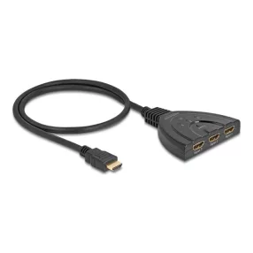   Delock HDMI switch 3 x HDMI bemenet - 1 x HDMI kimenet 8K 60 Hz, integrált kábellel 60 cm (DL-18649)