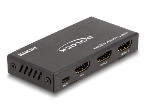 Delock HDMI elosztó 1 x HDMI megoszlik 2 x HDMI-vé, 4K 60 Hz kimenettel és downscalerrel