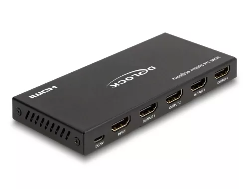 Delock HDMI elosztó 1 x HDMI megoszlik 4 x HDMI-vé, 4K 60 Hz kimenettel és downscalerrel (DL-18652)