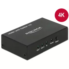   Delock HDMI UHD-es elosztó 1 x HDMI-bemenet > 2 x HDMI-kimenet 4K (DL-18682)