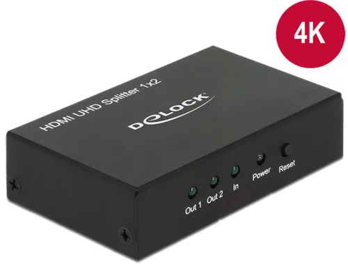 Delock HDMI UHD-es elosztó 1 x HDMI-bemenet > 2 x HDMI-kimenet 4K (DL-18682)