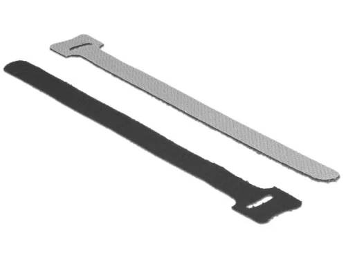 Delock Hurkolható rögzítok, 200 mm x 12 mm (H x Sz), 10 darab, fekete (DL-18687)