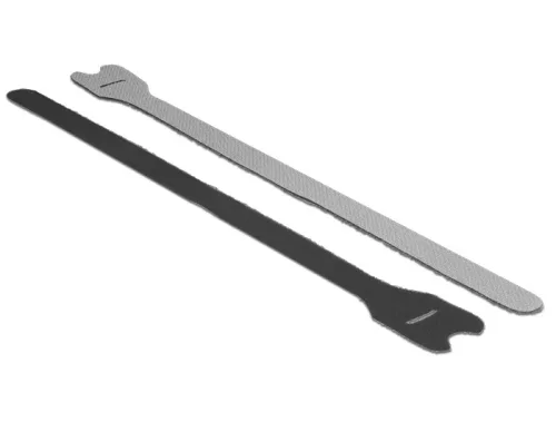 Delock Hurkolható rögzítok, 300 mm x 12 mm (H x Sz), 10 darab, fekete (DL-18688)