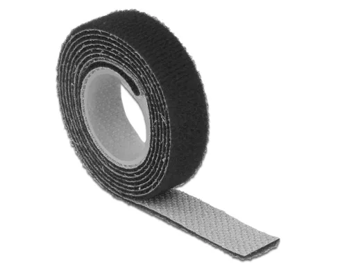 Delock Hurkolható rögzítok, 1 m x 13 mm (H x Sz) tekercs, fekete (DL-18709)
