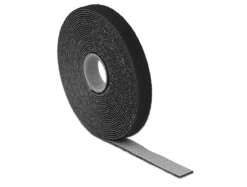 Delock Hurkolható rögzítok, 5 m x 13 mm (H x Sz) tekercs, fekete (DL-18711)