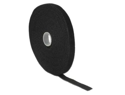 Delock Hurkolható rögzítok, 10 m x 13 mm (H x Sz) tekercs, fekete (DL-18712)