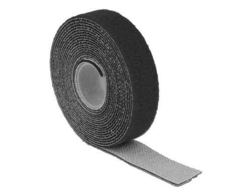 Delock Hurkolható rögzítok, 3 m x 20 mm (H x Sz) tekercs, fekete (DL-18714)