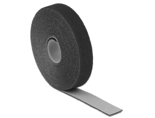 Delock Hurkolható rögzítok, 5 m x 20 mm (H x Sz) tekercs, fekete (DL-18715)