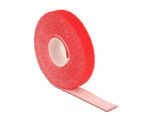 Delock Hurkolható rögzítok, 3 m x 13 mm (H x Sz) tekercs, piros (DL-18718)