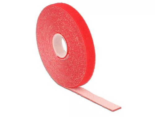 Delock Hurkolható rögzítok, 5 m x 13 mm (H x Sz) tekercs, piros (DL-18719)