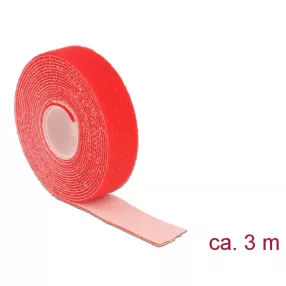   Delock Hurkolható rögzítők, 3 m x 20 mm (H x Sz) tekercs, piros (DL-18722)