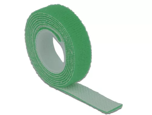 Delock Hurkolható rögzítok, 1 m x 13 mm (H x Sz) tekercs, zöld (DL-18725)