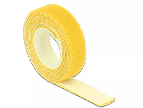 Delock Hurkolható rögzítok, 1 m x 13 mm (H x Sz) tekercs, sárga (DL-18733)