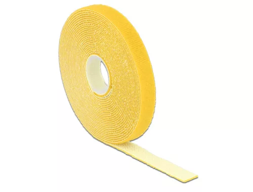 Delock Hurkolható rögzítok, 5 m x 13 mm (H x Sz) tekercs, sárga (DL-18735)