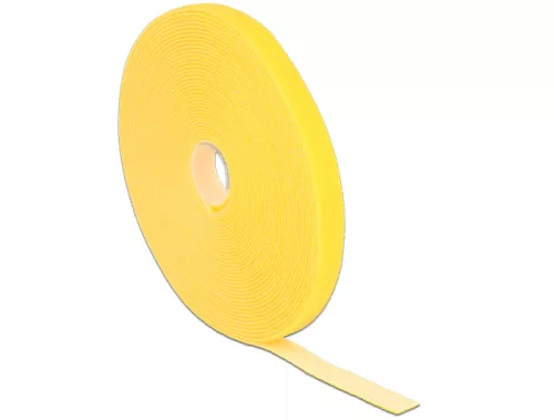 Delock Hurkolható rögzítok, 10 m x 13 mm (H x Sz) tekercs, sárga (DL-18736)
