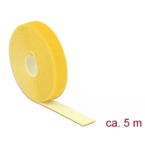   Delock Hurkolható rögzítők, 5 m x 20 mm (H x Sz) tekercs, sárga (DL-18739)
