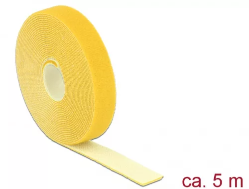 Delock Hurkolható rögzítők, 5 m x 20 mm (H x Sz) tekercs, sárga (DL-18739)