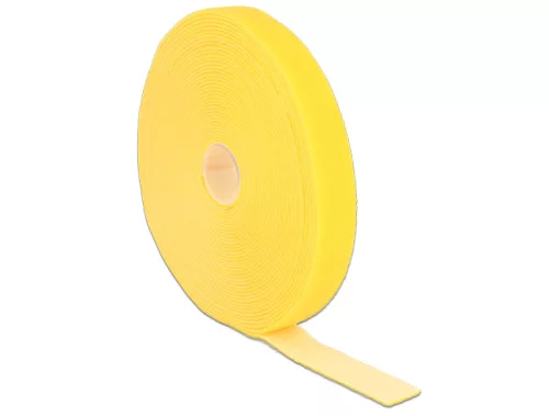 Delock Hurkolható rögzítok, 10 m x 20 mm (H x Sz) tekercs, sárga (DL-18740)