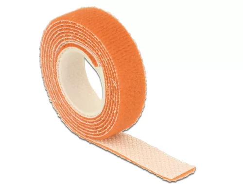 Delock Hurkolható rögzítok, 1 m x 13 mm (H x Sz) tekercs, narancssárga (DL-18741)