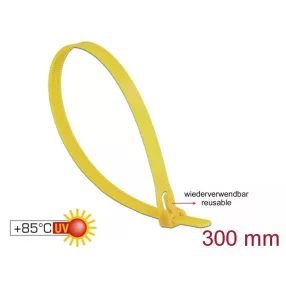   Delock Kábelösszeköto újrahasznosítható hoálló hossza 300 mm, szélessége 7,6 mm, 100 db. sárga (DL-18761)