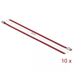   Delock Rozsdamentes Acél Kábelkötegek Hossza 200 x Szélesség 4,6 mm piros 10 db. (DL-18777)