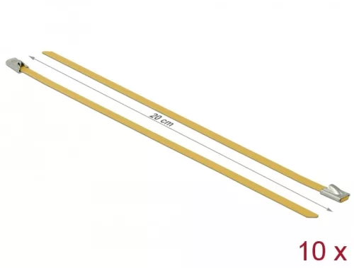 Delock Rozsdamentes Acél Kábelkötegek Hossza 200 x Szélesség 4,6 mm sárga 10 db. (DL-18785)