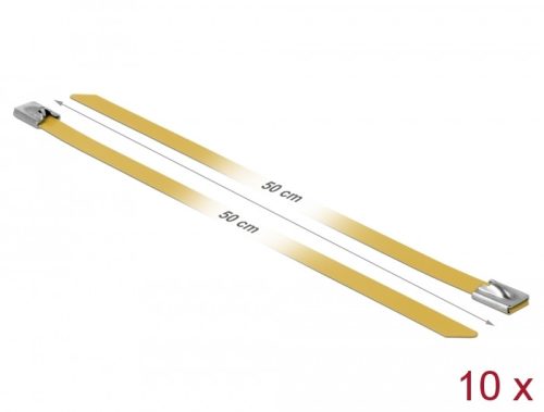 Delock Rozsdamentes Acél Kábelkötegek Hossza 500 x Szélesség 7,9 mm sárga 10 db.