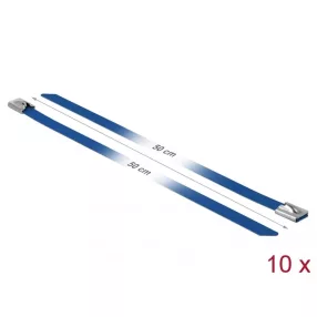   Delock Rozsdamentes Acél Kábelkötegek Hossza 500 x Szélesség 7,9 mm kék 10 db. (DL-18800)