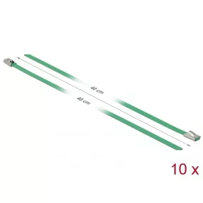   Delock Rozsdamentes Acél Kábelkötegek Hossza 400 x Szélesség 4,6 mm zöld 10 db. (DL-18803)