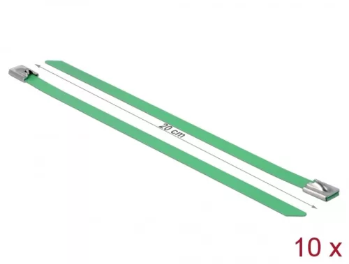 Delock Rozsdamentes Acél Kábelkötegek Hossza 200 x Szélesség 7,9 mm zöld 10 db. (DL-18805)