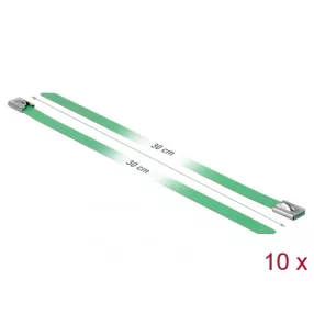   Delock Rozsdamentes Acél Kábelkötegek Hossza 300 x Szélesség 7,9 mm zöld 10 db. (DL-18806)