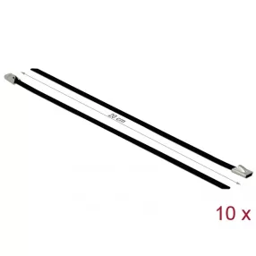   Delock Rozsdamentes Acél Kábelkötegek Hossza 200 x Szélesség 4,6 mm fekete 10 db. (DL-18809)