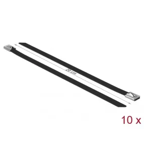  Delock Rozsdamentes Acél Kábelkötegek Hossza 200 x Szélesség 7,9 mm fekete 10 db. (DL-18813)