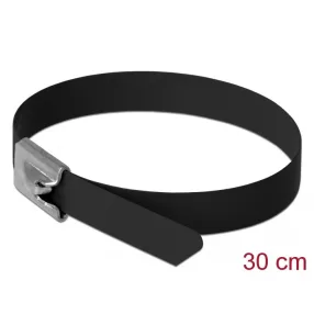   Delock Rozsdamentes Acél Kábelkötegek Hossza 300 x Szélesség 7,9 mm fekete 10 db. (DL-18814)