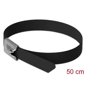   Delock Rozsdamentes Acél Kábelkötegek Hossza 500 x Szélesség 7,9 mm fekete 10 db. (DL-18816)