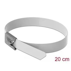   Delock Rozsdamentes Acél Kábelkötegek Hossza 200 x Szélesség 7,9 mm fehér 10 db. (DL-18821)