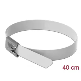   Delock Rozsdamentes Acél Kábelkötegek Hossza 400 x Szélesség 7,9 mm fehér 10 db. (DL-18823)