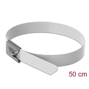   Delock Rozsdamentes Acél Kábelkötegek Hossza 500 x Szélesség 7,9 mm fehér 10 db. (DL-18824)
