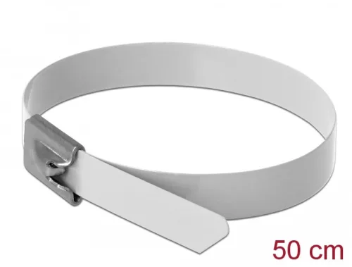 Delock Rozsdamentes Acél Kábelkötegek Hossza 500 x Szélesség 7,9 mm fehér 10 db. (DL-18824)
