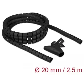   Delock Spirális kábelburkolat behúzó eszközzel 2,5 m x 20 mm fekete (DL-18836)