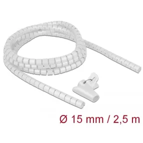   Delock Spirális kábelburkolat behúzó eszközzel 2,5 m x 15 mm fehér (DL-18839)