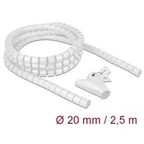   Delock Spirális kábelburkolat behúzó eszközzel 2,5 m x 20 mm fehér (DL-18840)