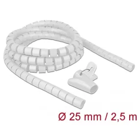   Delock Spirális kábelburkolat behúzó eszközzel 2,5 m x 25 mm fehér (DL-18841)