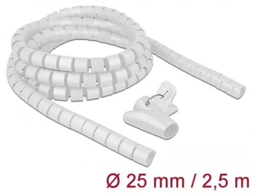 Delock Spirális kábelburkolat behúzó eszközzel 2,5 m x 25 mm fehér (DL-18841)