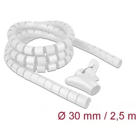   Delock Spirális kábelburkolat behúzó eszközzel 2,5 m x 30 mm fehér (DL-18842)