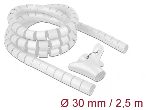 Delock Spirális kábelburkolat behúzó eszközzel 2,5 m x 30 mm fehér (DL-18842)