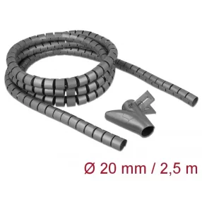   Delock Spirális kábelburkolat behúzó eszközzel 2,5 m x 20 mm szürke (DL-18844)